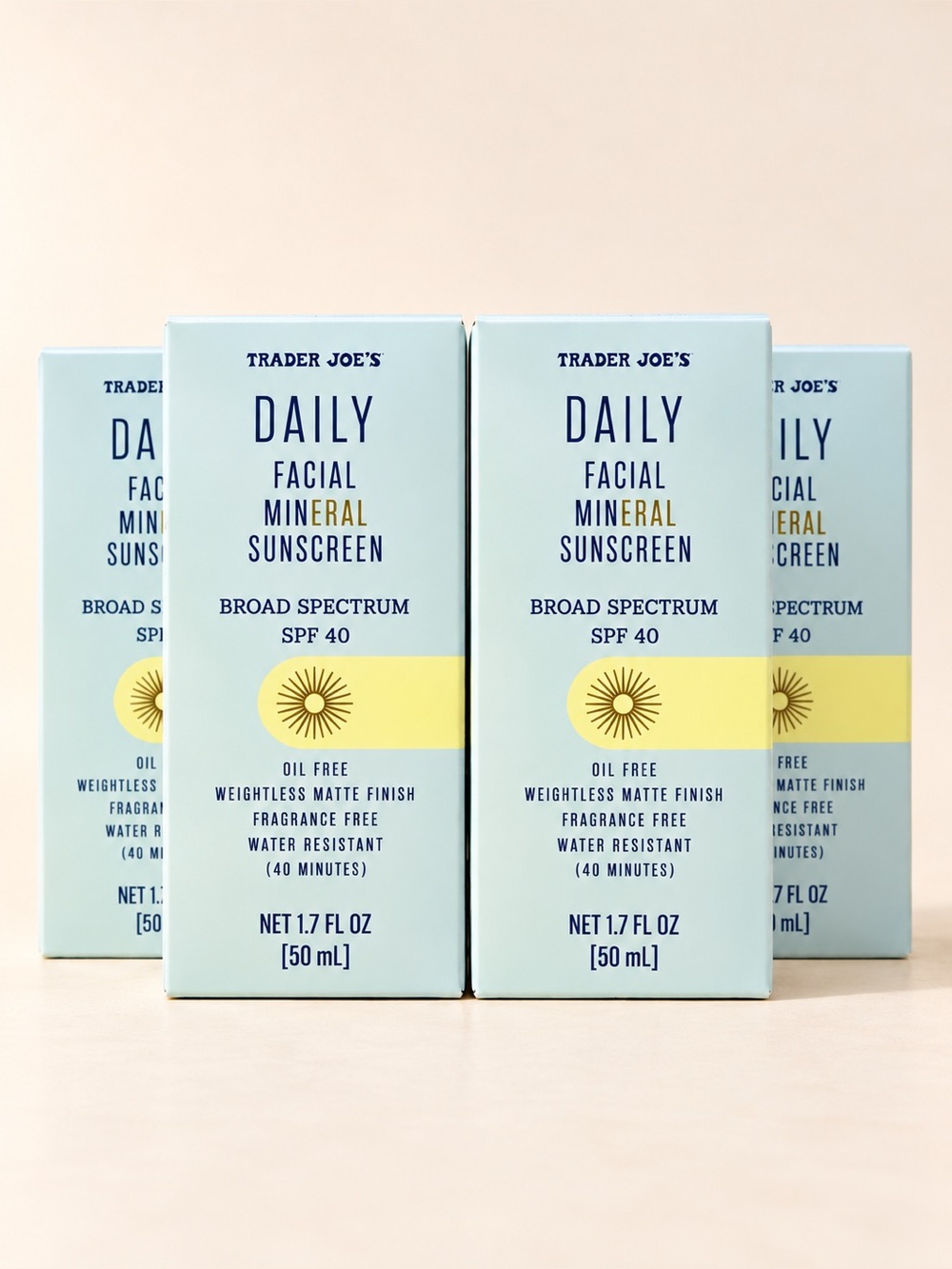 NEW • Trader Joe’s • Mineral Face Sunscreen SPF 40 • 4-Pack